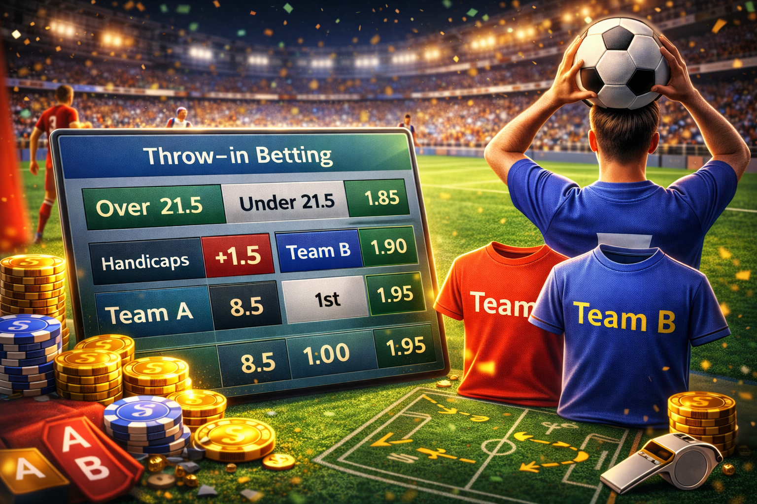 Cược ném biên trong trận đấu bóng đá